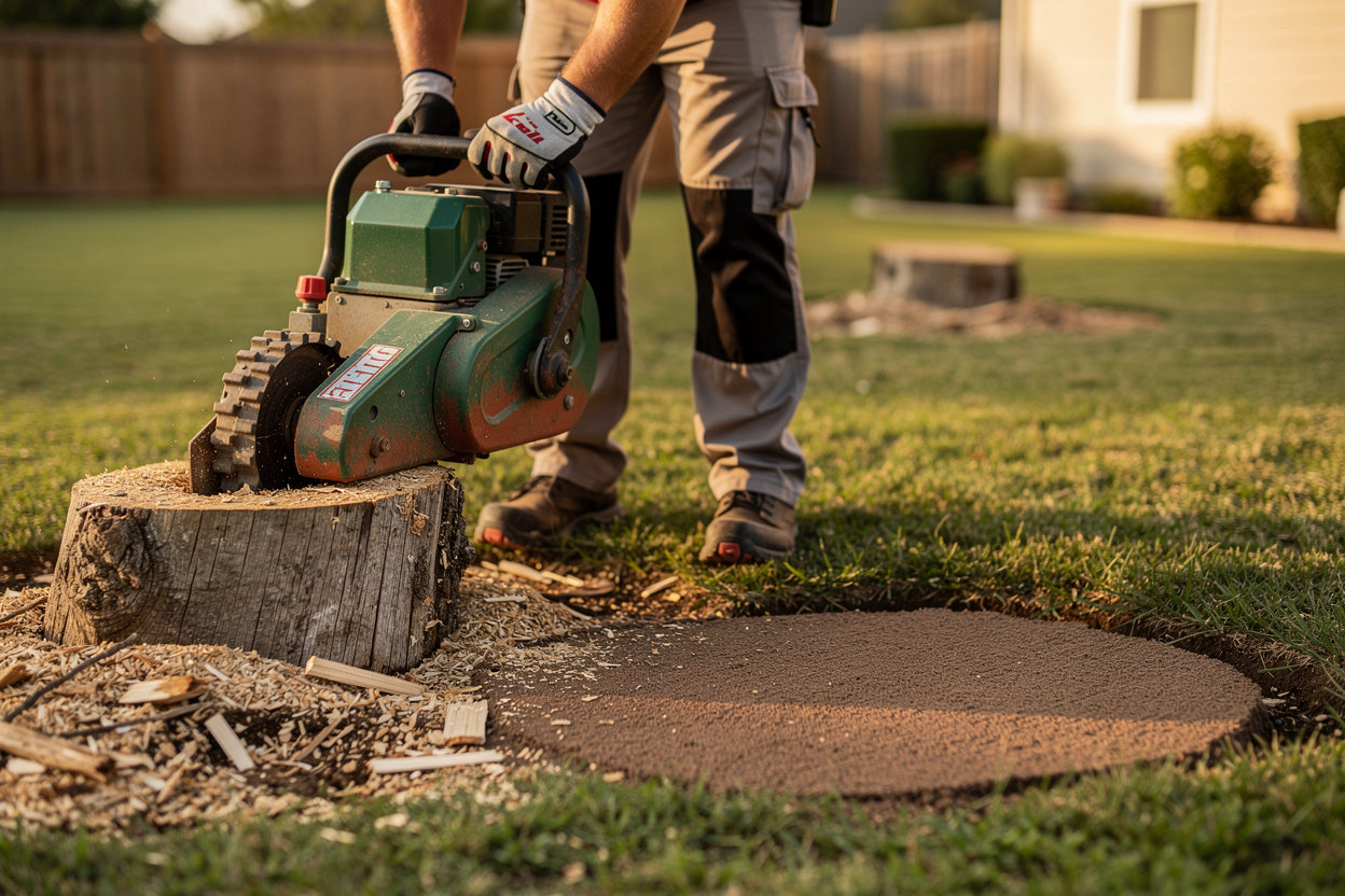 longhorn tree services professional stump grinding service in Fort Worth, DFW - complete stump removal and yard cleanup